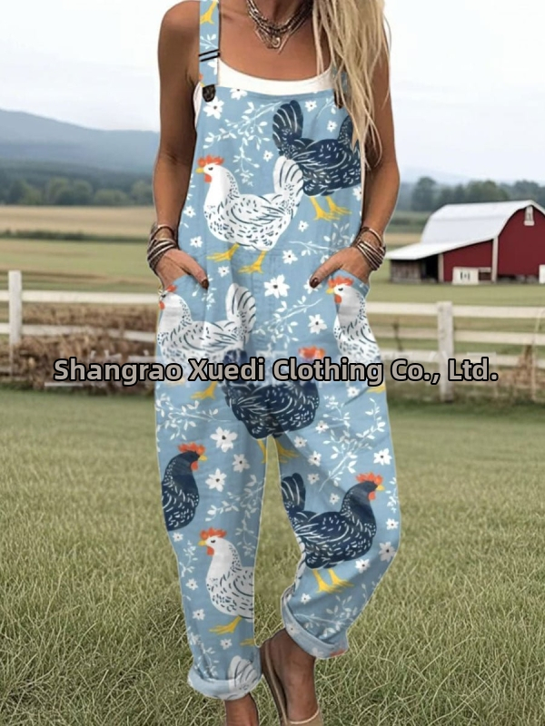 2025 Határokon átnyúló új női ruházat Amazon európai és amerikai nyári 3D nyomtatott gombos nadrágtartók alkalmi nadrágtartók