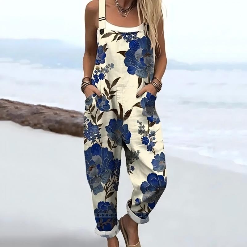 2025 Határokon átnyúló új női ruházat Amazon európai és amerikai nyári 3D nyomtatott gombos nadrágtartók alkalmi nadrágtartók