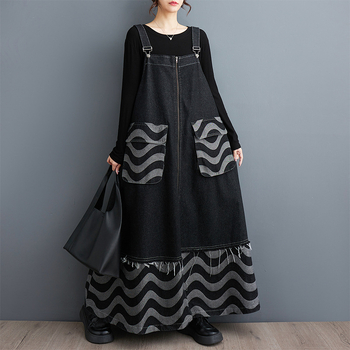 Real shot ruha őszi új divatos laza karcsúsító hongkongi stílusú niche farmer harisnyatartó ujjatlan ruha