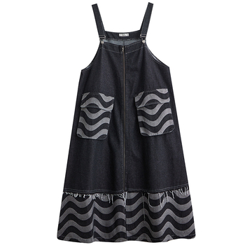 Real shot ruha őszi új divatos laza karcsúsító hongkongi stílusú niche farmer harisnyatartó ujjatlan ruha