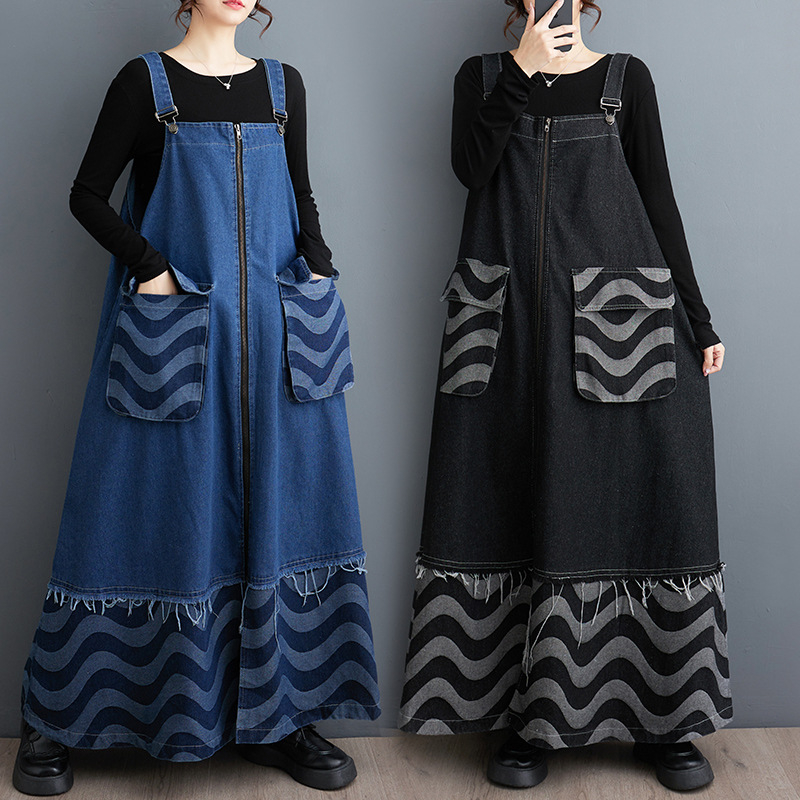 Real shot ruha őszi új divatos laza karcsúsító hongkongi stílusú niche farmer harisnyatartó ujjatlan ruha