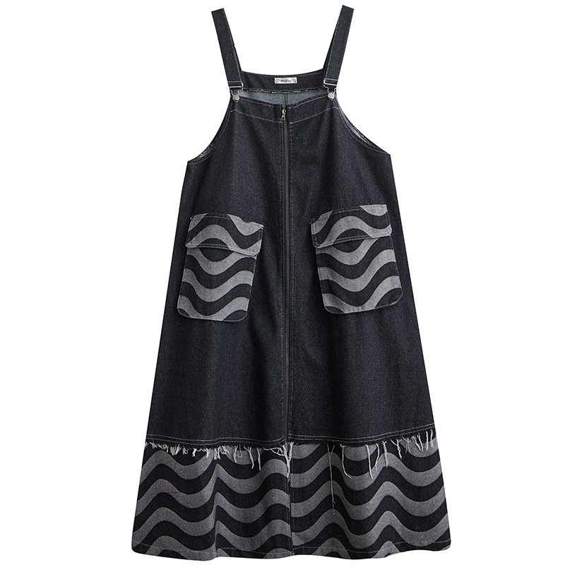 Real shot ruha őszi új divatos laza karcsúsító hongkongi stílusú niche farmer harisnyatartó ujjatlan ruha