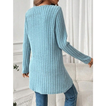 Amazon Európa és az Egyesült Államok határokon átnyúló új női tavaszi és őszi hosszú ujjú, kerek nyakú, gödrös szegélyű, szabálytalan női felső