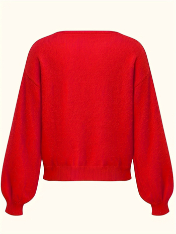 Európai és amerikai határokon átnyúló Amazon őszi új pulóver női egyszínű hosszú ujjú V-nyakú bő plus size pulóver