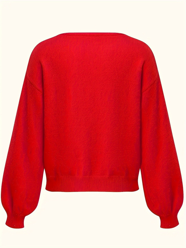 Európai és amerikai határokon átnyúló Amazon őszi új pulóver női egyszínű hosszú ujjú V-nyakú bő plus size pulóver