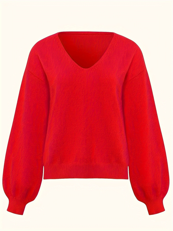 Európai és amerikai határokon átnyúló Amazon őszi új pulóver női egyszínű hosszú ujjú V-nyakú bő plus size pulóver