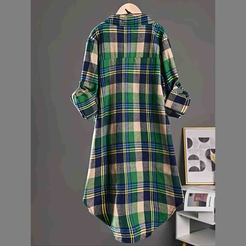 Amazon Aliexpress Cross-Border Plus Size Дамска ежедневна широка карирана риза