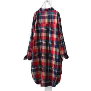 Amazon Aliexpress Cross-Border Plus Size Дамска ежедневна широка карирана риза