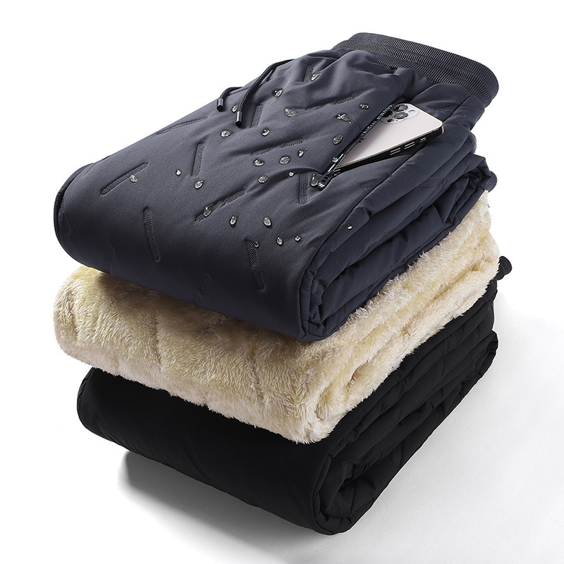 Storos aksominės medvilninės moteriškos žieminės kelnės su vilnos pamušalu, 2024 m. naujos vidutinio amžiaus motinoms skirtos viršutiniai drabužiai, neperšlampamos šiltos kelnės