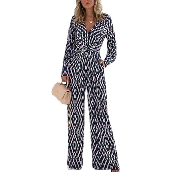 2025-ös újévi Eday Supply európai és amerikai divatos leopárdmintás V-nyakú szexi vastagított overál női L5047