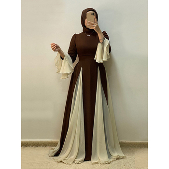 Real Shot - Divatos, elegáns, fodros, hosszú ujjú, hosszú szegélyű ruha 2025-ös, határokon átnyúló európai és amerikai stílus, új stílus