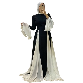 Real Shot - Divatos, elegáns, fodros, hosszú ujjú, hosszú szegélyű ruha 2025-ös, határokon átnyúló európai és amerikai stílus, új stílus