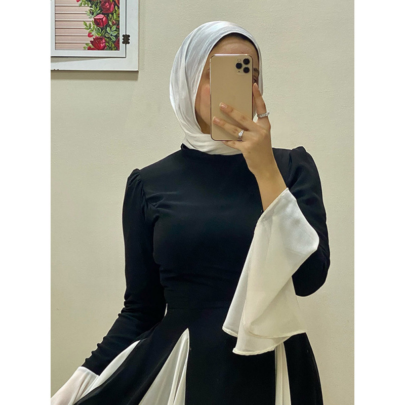 Real Shot - Divatos, elegáns, fodros, hosszú ujjú, hosszú szegélyű ruha 2025-ös, határokon átnyúló európai és amerikai stílus, új stílus