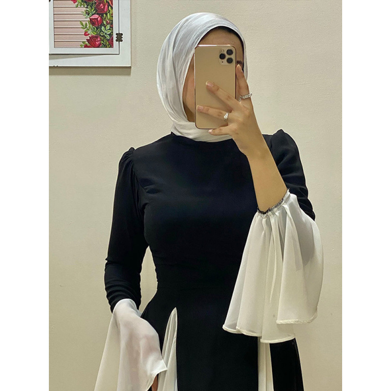 Real Shot - Divatos, elegáns, fodros, hosszú ujjú, hosszú szegélyű ruha 2025-ös, határokon átnyúló európai és amerikai stílus, új stílus