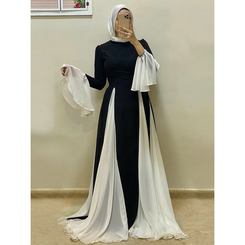 Real Shot - Divatos, elegáns, fodros, hosszú ujjú, hosszú szegélyű ruha 2025-ös, határokon átnyúló európai és amerikai stílus, új stílus