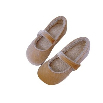 Lõuna-Korea lastejalatsid 2025. aasta kevad- ja sügiskingad armsad tüdrukute pehme tallaga lääne stiilis printsessikingad retro sametist väikestele tüdrukutele fliisvoodriga kingad