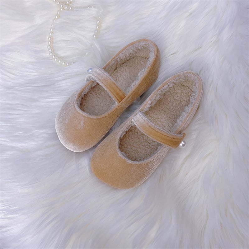 Lõuna-Korea lastejalatsid 2025. aasta kevad- ja sügiskingad armsad tüdrukute pehme tallaga lääne stiilis printsessikingad retro sametist väikestele tüdrukutele fliisvoodriga kingad