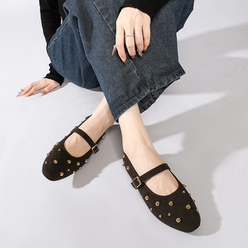 Νέες μπαλαρίνες Rivet με στρογγυλή μύτη, μοντέρνα, κομψά, μονόστρωτα παπούτσια με αθλητικά παπούτσια μπαλέτου Mary Jane