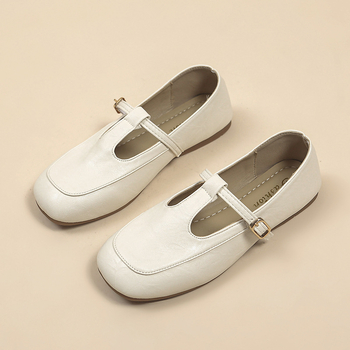 2025 Νέα Βρετανικά Ρετρό Μικρά Δερμάτινα Παπούτσια Γαλλικά με Χοντρό Τακούνι, Μονόγραμμη, Μαλακή Σόλα, Στρογγυλή Μύτη, Παπούτσια Mary Jane για Γυναίκες