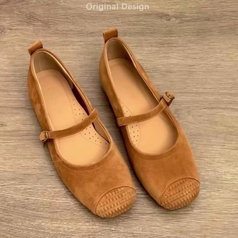 Báránybőr változat ~ Készre varrt francia lapos talpú cipők szoknyával, sokoldalú balettcipők estélyihez, retró Mary Jane cipők