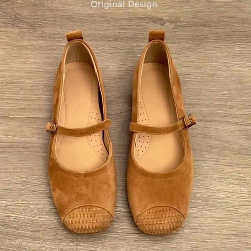 Báránybőr változat ~ Készre varrt francia lapos talpú cipők szoknyával, sokoldalú balettcipők estélyihez, retró Mary Jane cipők