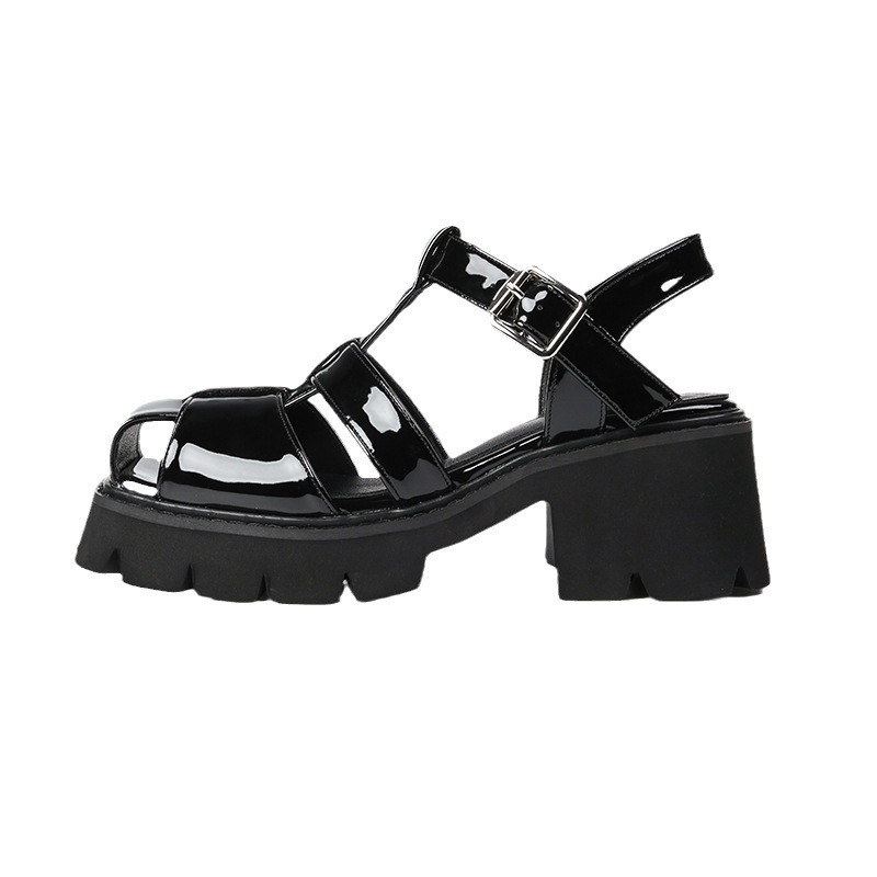 Moteriškos basutės su kvadratinėmis nosimis, storu padu, romėniškos basutės, 2025 m. vasaros, naujos platformos padu, storu kulnu, retro austi madingi moteriški bateliai su kiaulių narvu