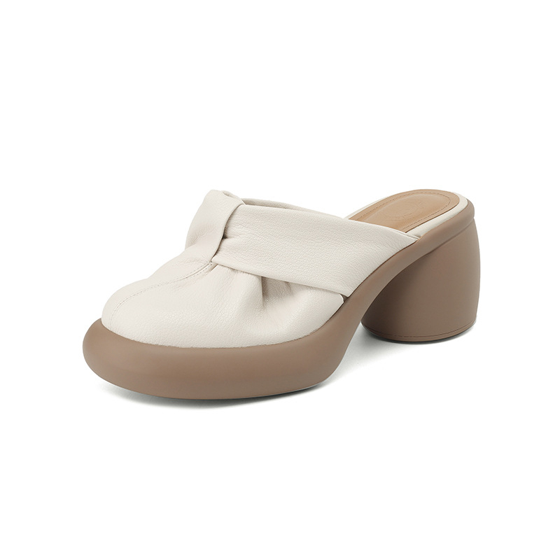 Óriás, minden egyezésű ~ Kis, magas sarkú, platformos baotou félig csúszásmentes szandálok női nyári divatos külső viselet durva sarkú hétköznapi papucsok