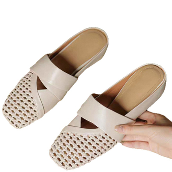 2025 Új Stílusú Szőtt, Üreges, Lenyűgöző, Zárt Orrú Női Szandálok, Divatos és Kényelmes, Sokoldalúan Válogadható Ruhákkal, Középsarkú Mary Jane Cipők