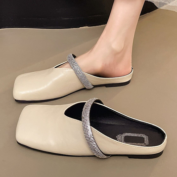 Női nyitott orrú papucsok kültéri viseletre, francia stílusú lapos szandálok, új nyári lélegző és kényelmes papucscipők