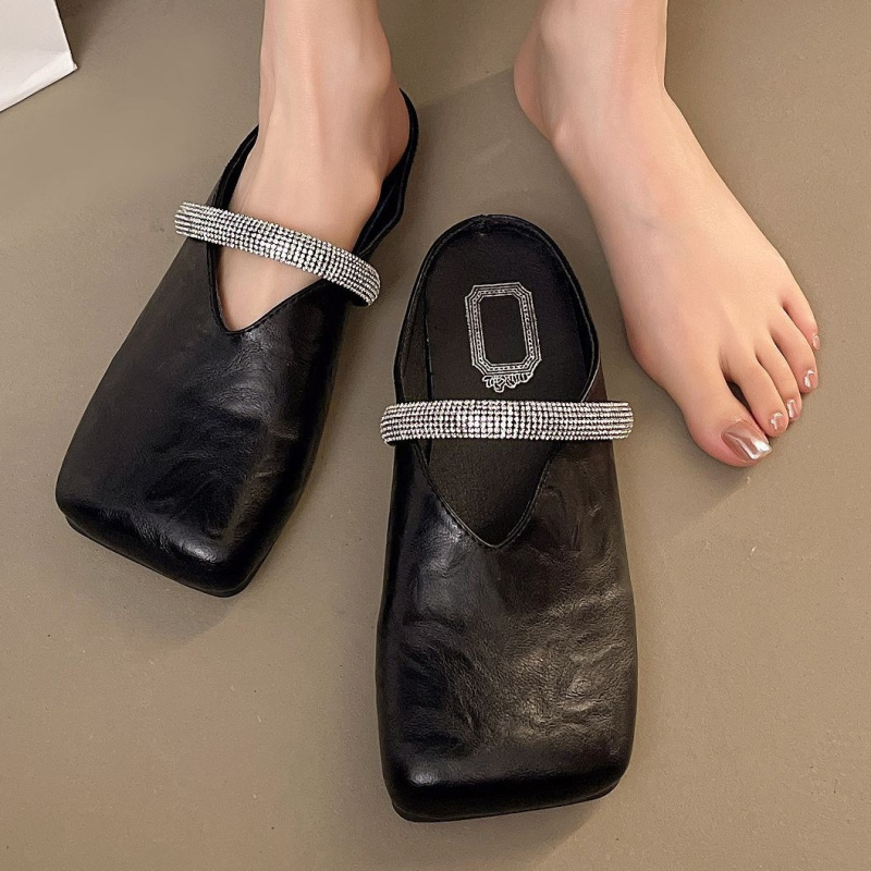 Női nyitott orrú papucsok kültéri viseletre, francia stílusú lapos szandálok, új nyári lélegző és kényelmes papucscipők