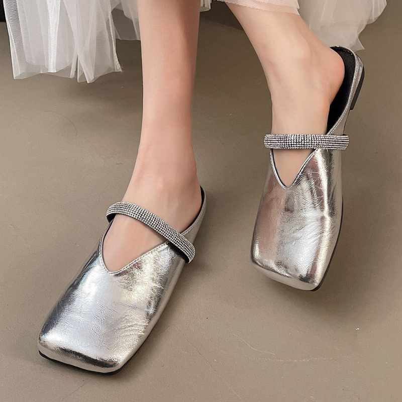 Női nyitott orrú papucsok kültéri viseletre, francia stílusú lapos szandálok, új nyári lélegző és kényelmes papucscipők