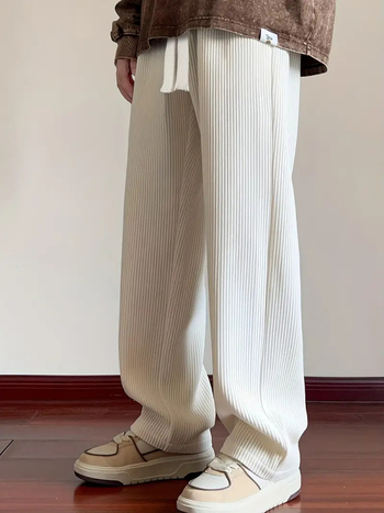 Egyenes szárú férfi nadrág, plus size, nagy méretű, őszi-téli, széles szárú sportnadrág, vastag kordbársony sport-lezser nadrág