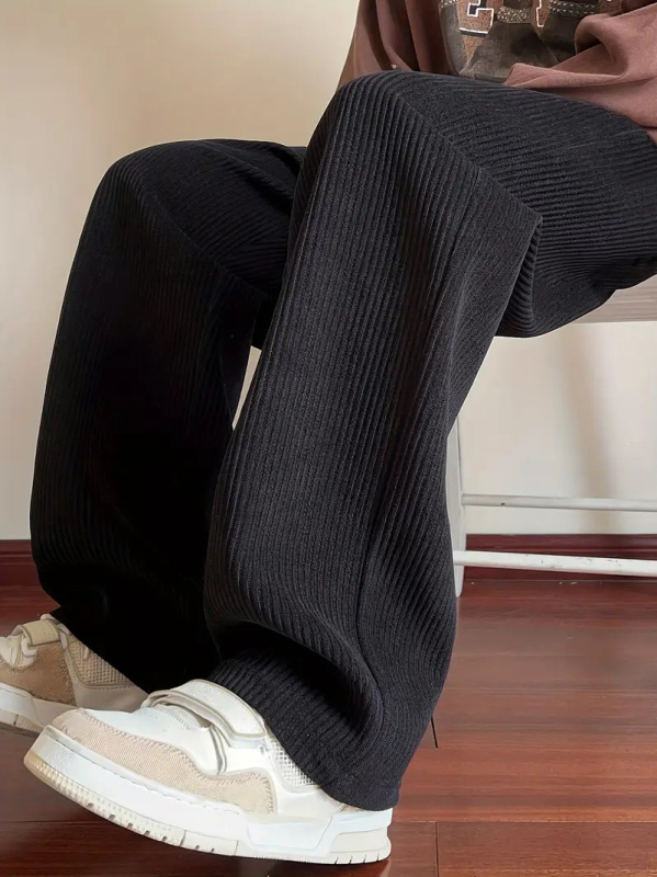 Egyenes szárú férfi nadrág, plus size, nagy méretű, őszi-téli, széles szárú sportnadrág, vastag kordbársony sport-lezser nadrág