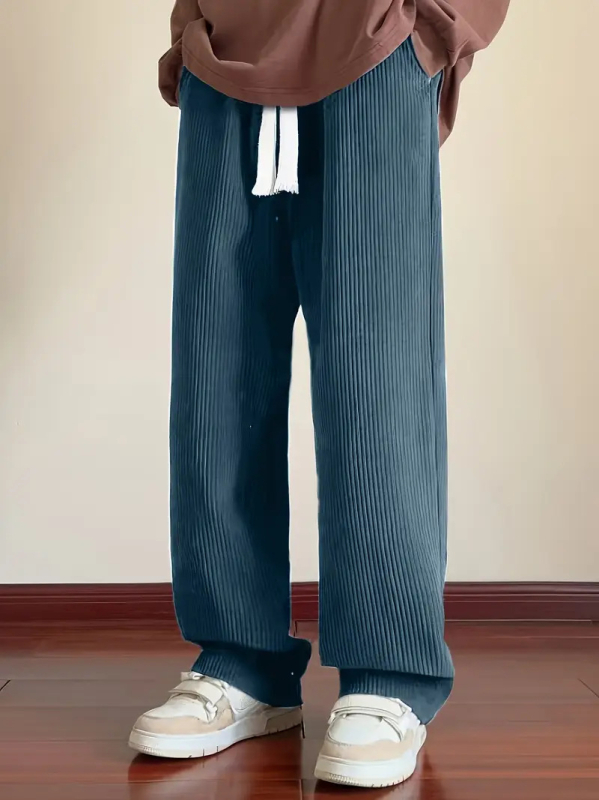 Egyenes szárú férfi nadrág, plus size, nagy méretű, őszi-téli, széles szárú sportnadrág, vastag kordbársony sport-lezser nadrág