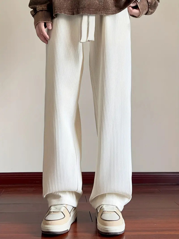 Egyenes szárú férfi nadrág, plus size, nagy méretű, őszi-téli, széles szárú sportnadrág, vastag kordbársony sport-lezser nadrág