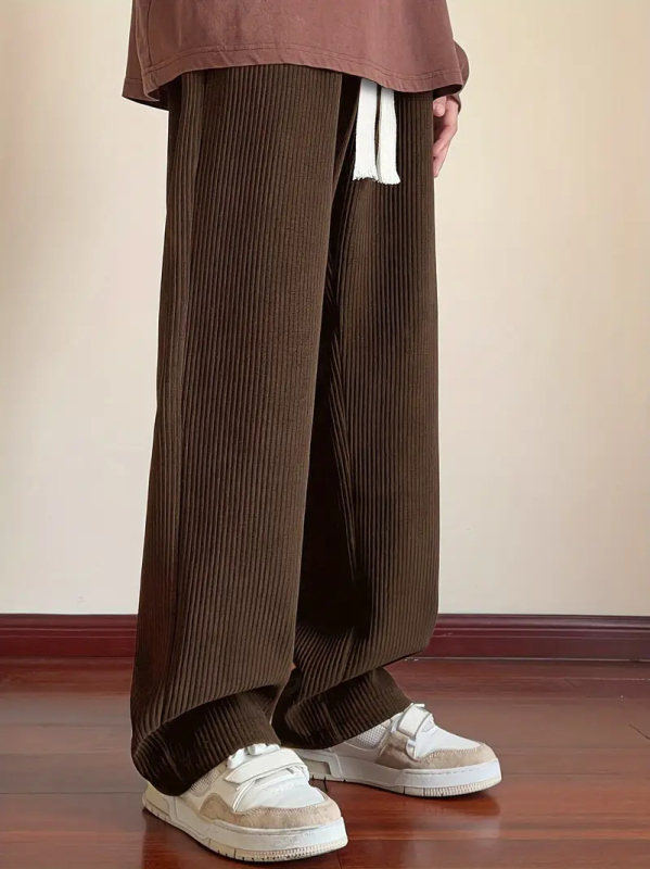 Egyenes szárú férfi nadrág, plus size, nagy méretű, őszi-téli, széles szárú sportnadrág, vastag kordbársony sport-lezser nadrág