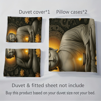 Határokon átnyúló export paplanhuzat Buddha szobor 3D digitális nyomtatású ágyneműhuzat Amazon Aliexpress európai és amerikai paplanhuzat háromrészes szett
