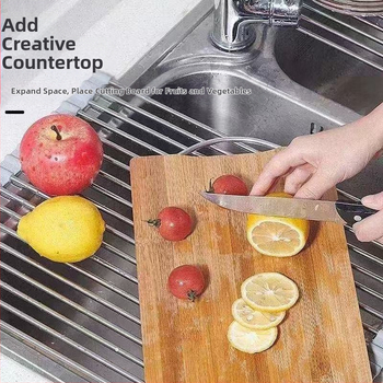 „Amazon“ nerūdijančio plieno kanalizacijos stovas, sulankstomas virtuvės kriauklės indų džiovykla, sulankstoma saugykla