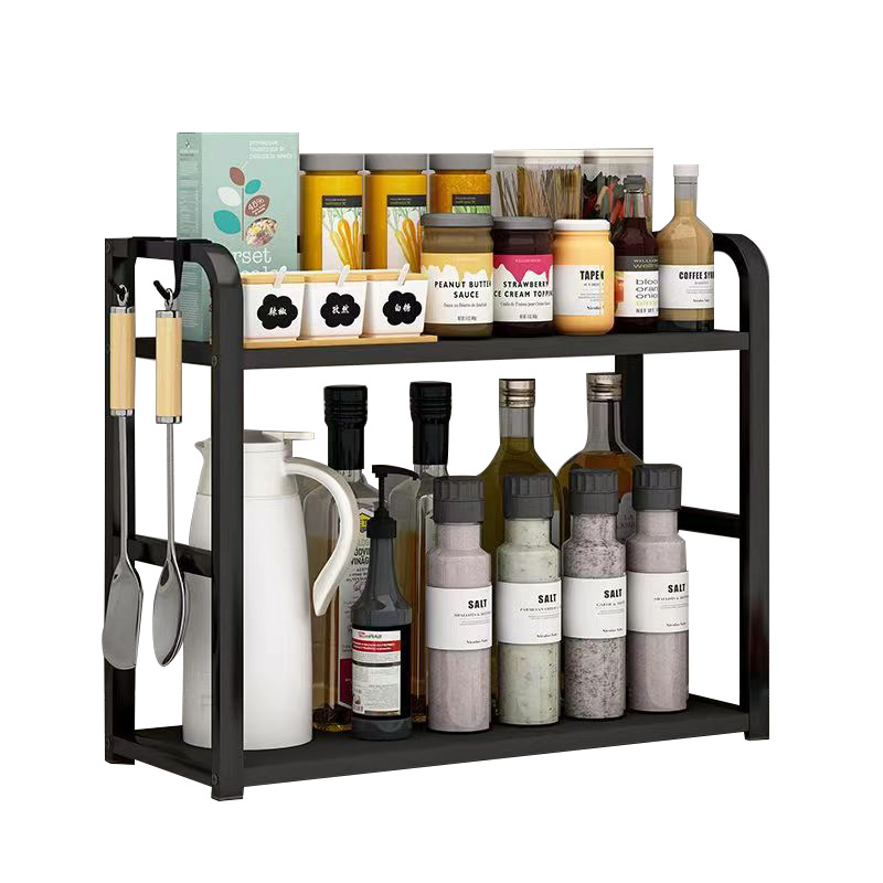 Konyhai tárolóállvány, fűszertartó, asztali, multifunkcionális, többrétegű, asztali tároló, ütésmentes olaj, só, szósz és ecet tárolóállvány