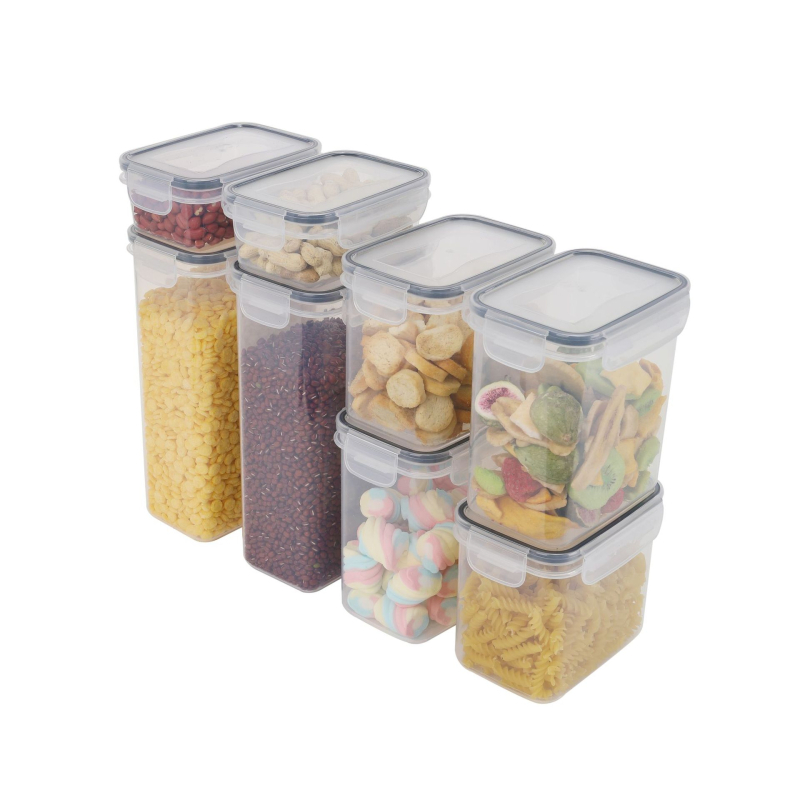 Toidukvaliteediga suletud karp niiskuskindlate kuivainete hoiustamiseks ubade ja teraviljade hoiustamiseks, plastist suletud karp, väike 24-osaline komplekt