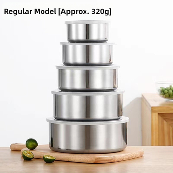 Tvornička izravna prodaja, set od pet dijelova od nehrđajućeg čelika s poklopcem, okrugli zatvoreni hladnjak, svježa pohrana kućanskih namirnica