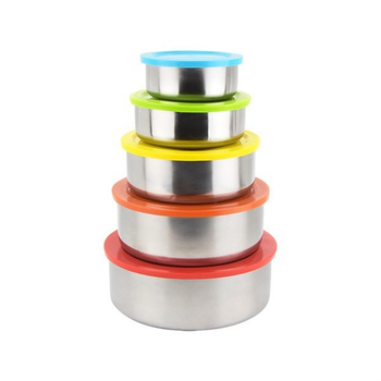 Tvornička izravna prodaja, set od pet dijelova od nehrđajućeg čelika s poklopcem, okrugli zatvoreni hladnjak, svježa pohrana kućanskih namirnica