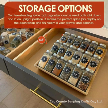 Ράφι αποθήκευσης καρυκευμάτων με μπαμπού, πολυστρωματικό ράφι αποθήκευσης μπαχαρικών, ράφι επίδειξης μπουκαλιών και βάζων από μασίφ ξύλο, πάγκος κουζίνας με σκαλοπάτια