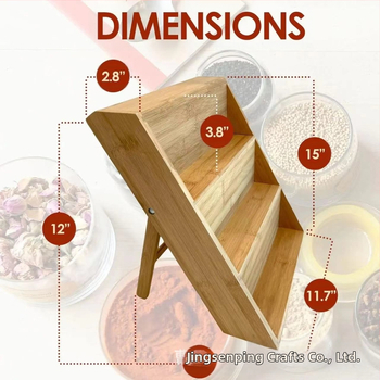 Ράφι αποθήκευσης καρυκευμάτων με μπαμπού, πολυστρωματικό ράφι αποθήκευσης μπαχαρικών, ράφι επίδειξης μπουκαλιών και βάζων από μασίφ ξύλο, πάγκος κουζίνας με σκαλοπάτια