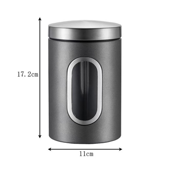 Küljeaknaga roostevabast terasest säilituspurk, kohviubade ja teraviljapurk, suhkrukuubikute ja suupistete säilituspurk, teepähklite ja suletud purk