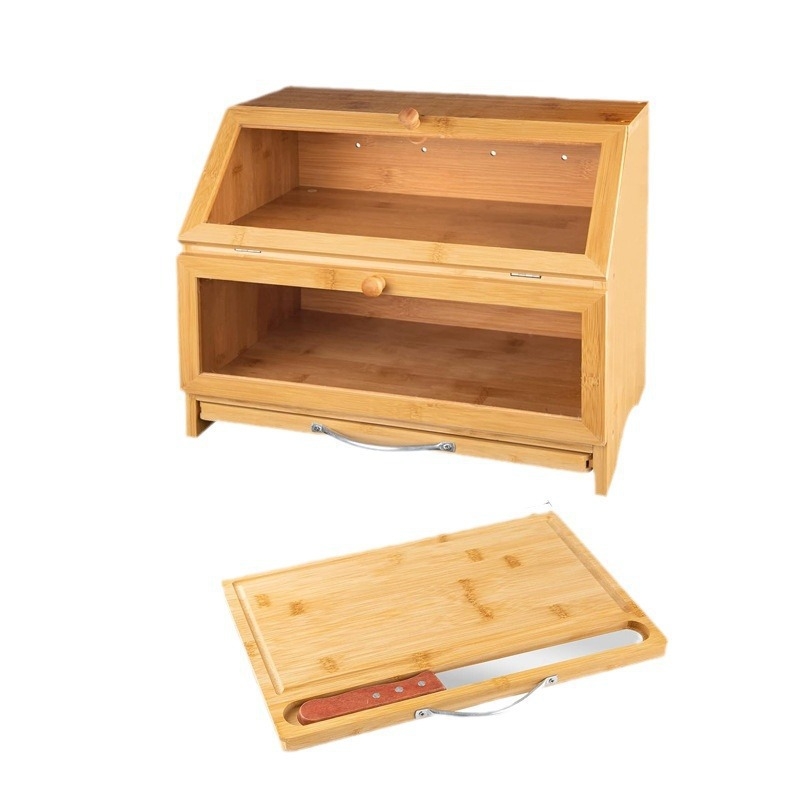 Bambuko duonos dėžutė Buitinė daugiafunkcinė duonos laikymo dėžutė Buitinė virtuvė Patogi desertų užkandžių laikymo dėžutė