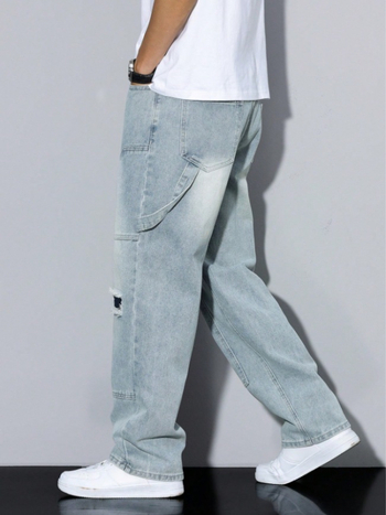 Határokon átnyúló export farmernadrág férfiaknak, egyedi, határokon átnyúló e-kereskedelemből származó, koreai stílusú, szaggatott ifjúsági farmernadrág, rajzokkal és mintákkal testreszabva