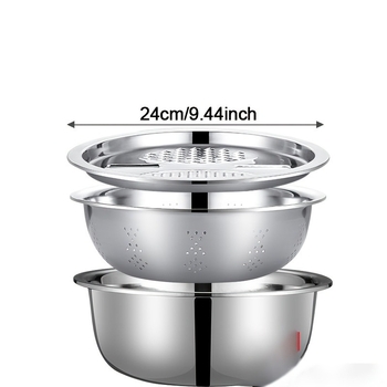 Nerūdijančio plieno smulkinimo dubuo, nusausinimo dubuo, ryžių plovimo kiaurasamtis, daržovių pjaustymo ir smulkinimo pjaustytuvas, daugiafunkcis buitinis daržovių plovimo dubuo