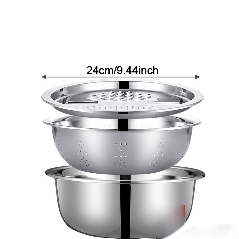 Nerūdijančio plieno smulkinimo dubuo, nusausinimo dubuo, ryžių plovimo kiaurasamtis, daržovių pjaustymo ir smulkinimo pjaustytuvas, daugiafunkcis buitinis daržovių plovimo dubuo