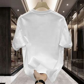 Βαμβακερό κοντομάνικο μπλουζάκι ανδρικό καλοκαιρινό, νέο, ανδρικά ρούχα με στρογγυλή λαιμόκοψη, μοντέρνο ανδρικό πουκάμισο με φαρδιά μανίκια, μονόχρωμο, μισό μανίκι